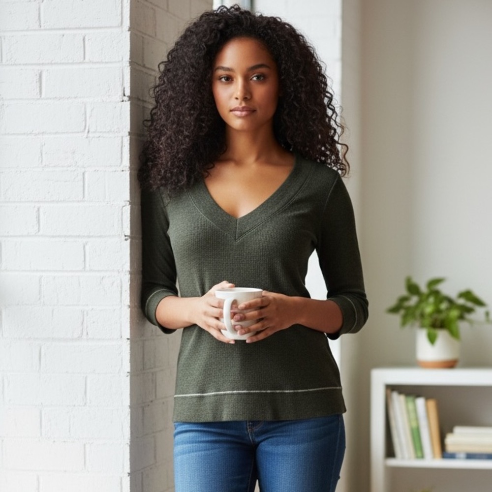 Victoria's Secret Dark Olive Green Half Sleeve Top